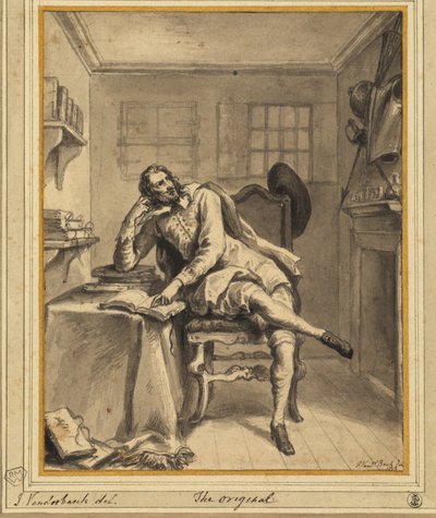 Don Quichot in zijn studeerkamer door John Vanderbanck