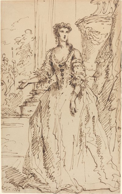Portret van een Staande Dame door John Vanderbank
