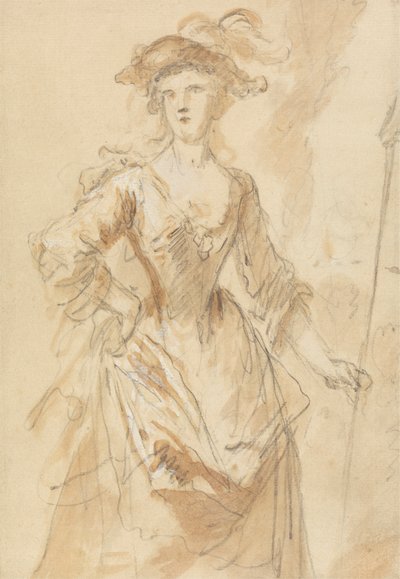 Portret van een jonge dame als herderin door John Vanderbank