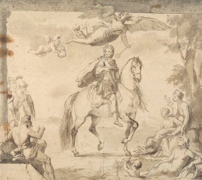 Voorbereidende Studie voor de Decoratie "Ruiterportret van George I" door John Vanderbank