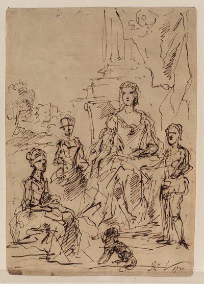 Schets voor een familieportretgroep, 1730 door John Vanderbank