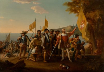 De landing van Columbus, tweede helft van de 19e eeuw door John Vanderlyn after