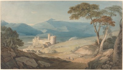 Kasteel Harlech en Snowdon door John Varley
