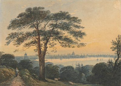 Londen vanaf de Theems door John Varley