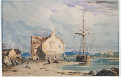 Tegwin Veerboot met Snowdon in de Verte, vanaf nabij Harlech, Noord-Wales, 1826 door John Varley