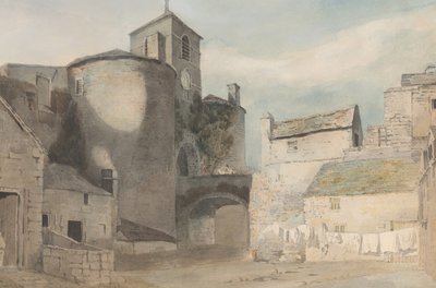 Versterkte ingang naar een Welshe stad, Oostpoort van Caernarvon door John Varley I