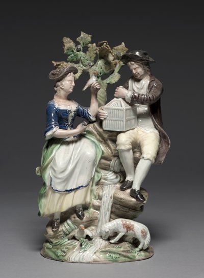 Groep met Vogelkooi, gemaakt door Staffordshire Fabriek, c.1770 door John Voyez