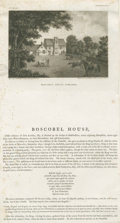 Boscobel House: gravure, nd [1 nov 1800] door John Walker