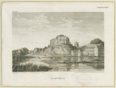 Tamworth Kasteel: gravure, nd [ca. 1798] door John Walker