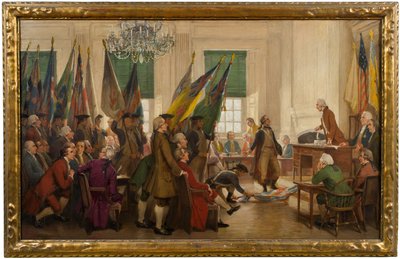Veroverde vlaggen van Yorktown gelegd aan de voeten van het Congres door John Ward Dunsmore