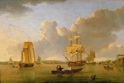 Deptford aan de Theems met een verre blik op Greenwich door John Ward of Hull
