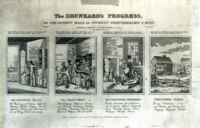 De vooruitgang van de dronkaard, 1826 door John Warner Barber