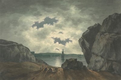 Baaiscène bij Maanlicht door John Warwick Smith