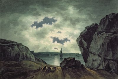 Baaiscène bij Maanlicht door John Warwick Smith