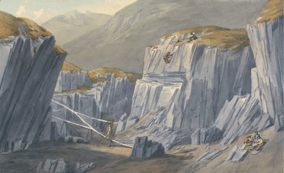 De leisteengroeven bij Bron Llwyd door John Warwick Smith