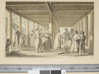 Een andere scène, een dans in Otaheite, buiten door John Webber