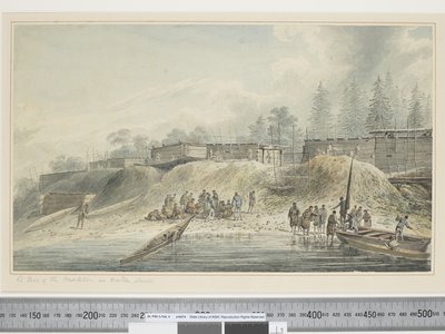 F.23 Een Uitzicht op de Woningen in Nootka Sound, ca. 1773-84 door John Webber