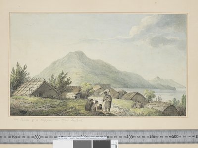 De binnenkant van een Hippah in Nieuw-Zeeland door John Webber