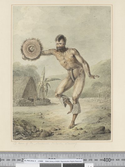 F.36 Een man van de Sandwich Eilanden, dansend, c.1773-84 door John Webber
