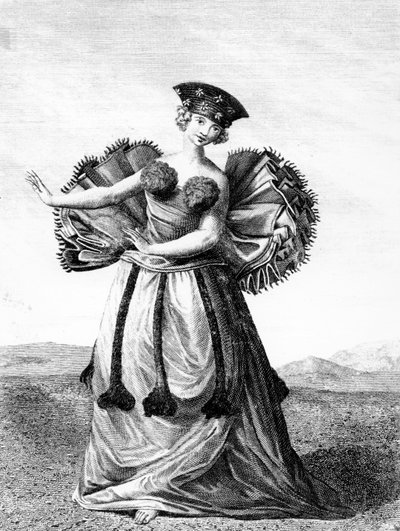 Kostuum van een jonge vrouw uit Otaheite die danst, c.1785 door John Webber