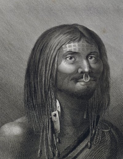 Polynesische man uit Nootka Sound, illustratie door John Webber (1752-1793) gemaakt tijdens derde reis (1776-1779) van James Cook (1728-1779) door John Webber