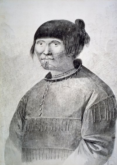 Portret van getatoeëerde inboorling van het eiland Unalaska door John Webber