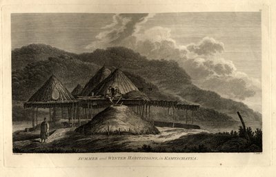Zomer- en winterverblijven in Kamtsjatka uit de reis naar de Stille Oceaan, 1785 door John Webber