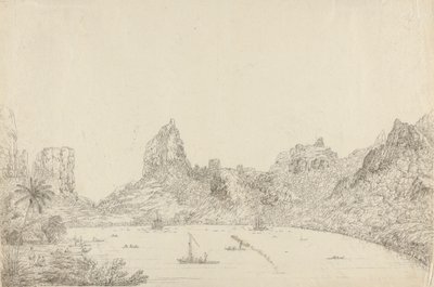 Uitzicht op de haven van Taloo op het eiland Eimeo door John Webber