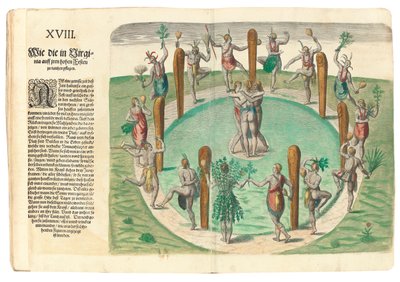 Inheemse indianen dansen, 1590 door John White