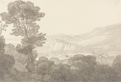 Uitzicht vanuit een bos, met uitzicht op de rivier en heuvels bij Teignmouth, Devon door John White Abbott