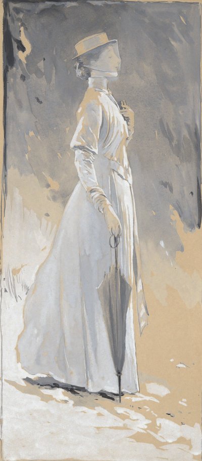 Jonge vrouw in het wit: Miss Cynthia door John White Alexander