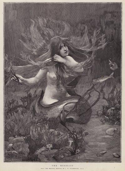 De zeemeermin door John William (after) Waterhouse