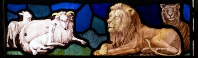 Lammetjes en leeuwen, Te Deum, oostelijk raam, ca. 1888 door John William Brown