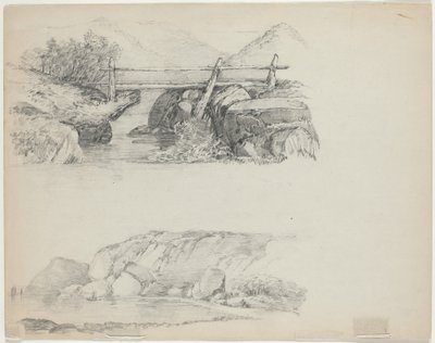 Brug over rotsachtige stroom (boven verso) door John William Casilear