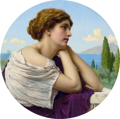 Hart op haar lippen en ziel in haar ogen, door John William Godward door John William Godward