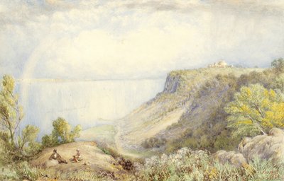 Uitzicht op de Hudson River vanaf de Palisades, New York, met Regenboog, 1873 door John William Hill