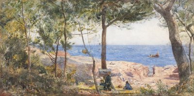 Een kunstenaar schildert aan zee, 1887 door John William Inchbold