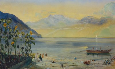 Meer van Genève met de Dents du Midi in de Verte, 1863 door John William Inchbold