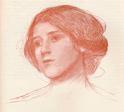 Uit een studie in sanguine, c1899 door John William Waterhouse
