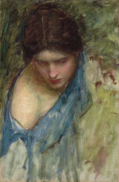 Nimfen vinden het hoofd van Orpheus: een schets van de nimf links door John William Waterhouse