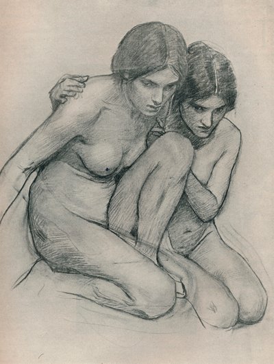 Studie voor De Nimfen Vinden het Hoofd van Orpheus, c1899 door John William Waterhouse