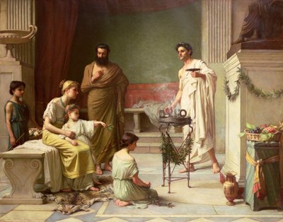 Het Bezoek van een Ziek Kind aan de Tempel van Aesculapius, 1877 door John William Waterhouse