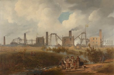 Een uitzicht op Murton Colliery nabij Seaham, County Durham door John Wilson Carmichael