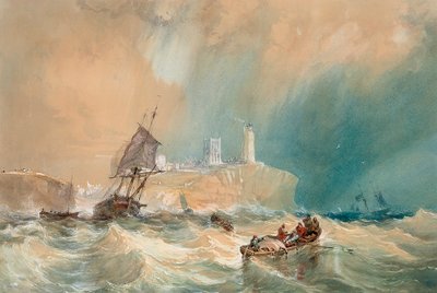Een handelsbrig die uit Tynemouth vertrekt door John Wilson Carmichael