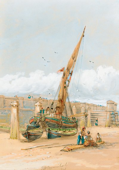Vissers roddelen voor een gestrand schip door John Wilson Carmichael