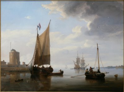 Vissers in kalme zee door John Wilson Carmichael