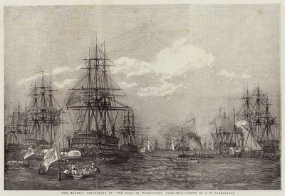 Hare Majesteit op weg naar het vlaggenschip van de hertog van Wellington door John Wilson Carmichael