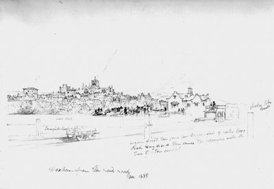 Hexham vanaf de spoorweg, 1835 door John Wilson Carmichael