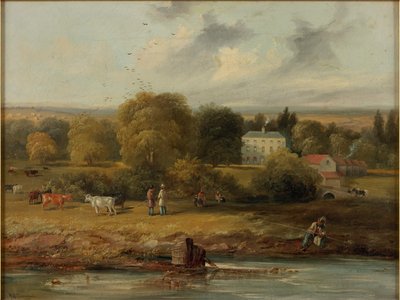 Landschap met een Landhuis, 1838 door John Wilson Carmichael