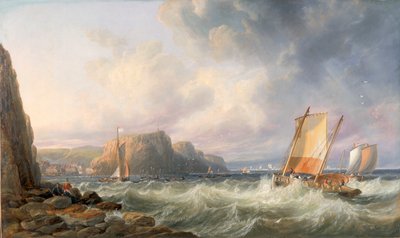 Voor de kust van Yorkshire, Staithes door John Wilson Carmichael